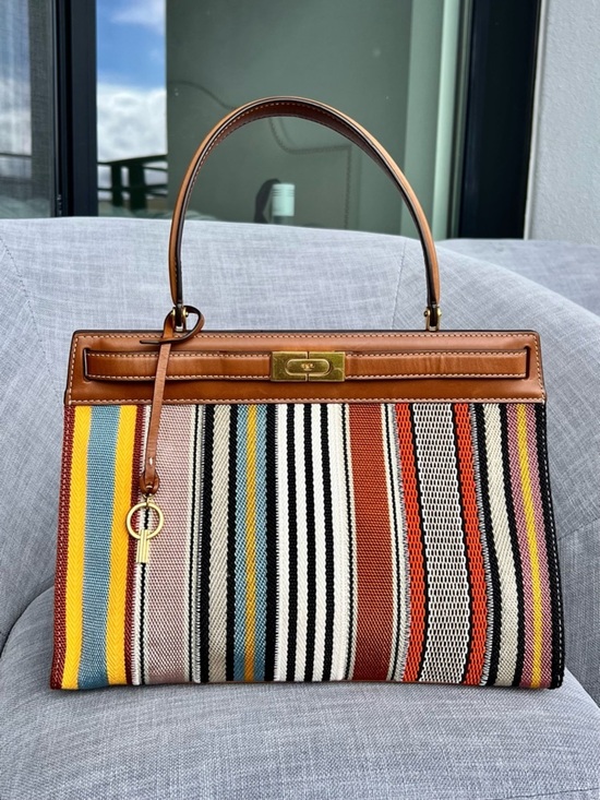 Tory Burch Handbags - Tory Burch Lee Radziwill Patchwork Webbing & Leather Bag
